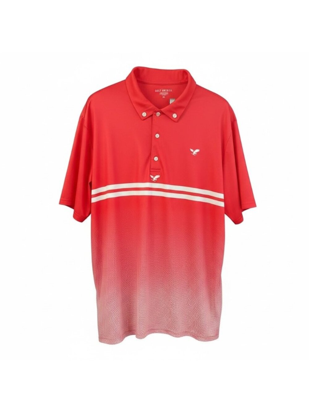 Golf America Mens XL Polo Shirt Red Gradient Pattern Short Sleeve Golf Top